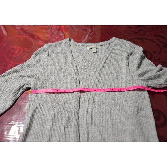 Dana Buchman Long Gray Ribbed Open-Front Cardigan Sz M Casual Comfort Career - Picture 5 of 10